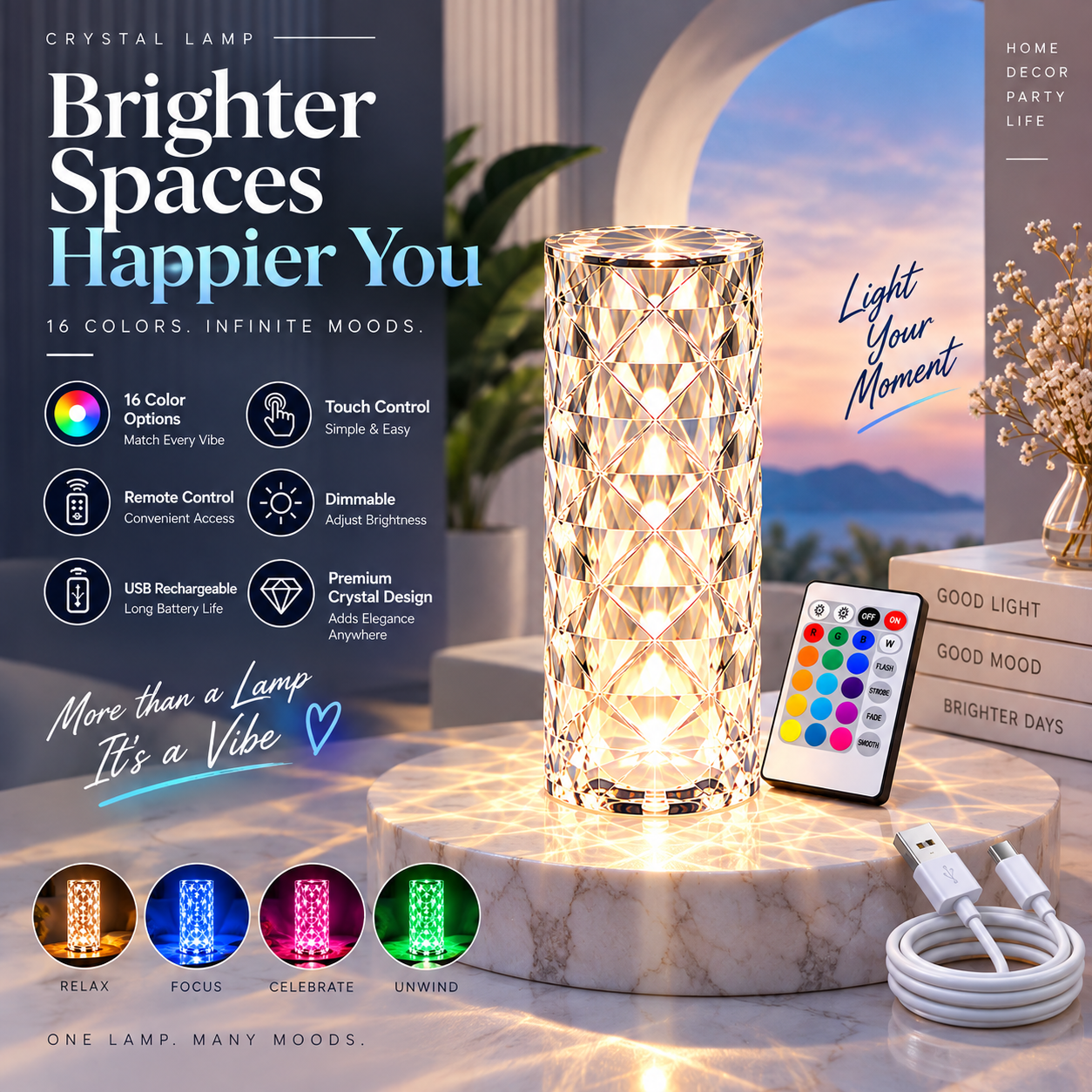 16 Color LED Touch Night Lamp
