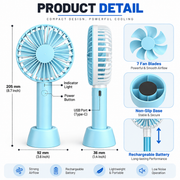 Portable USB Rechargeable Fan – Compact Battery-Powered Mini Hand Fan