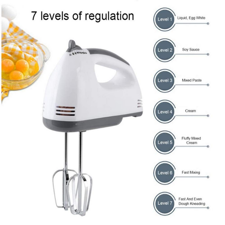 180W Electric Beater High Speed Hand Mixer Egg Beater For Cake Making and Whipping Cream with 7 Speed Control